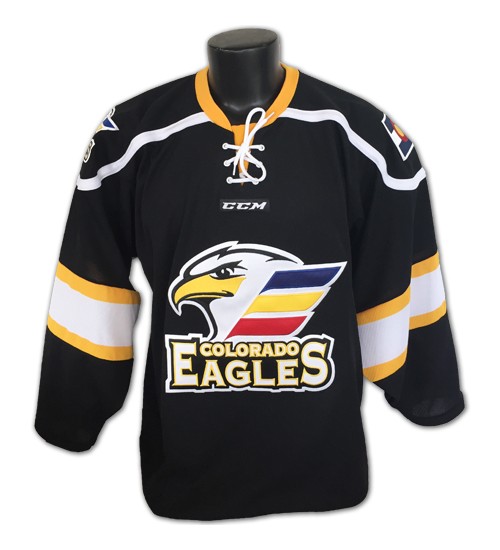 Custom ECHL Colorado Eagles Authentic Hockey Jersey Away Black